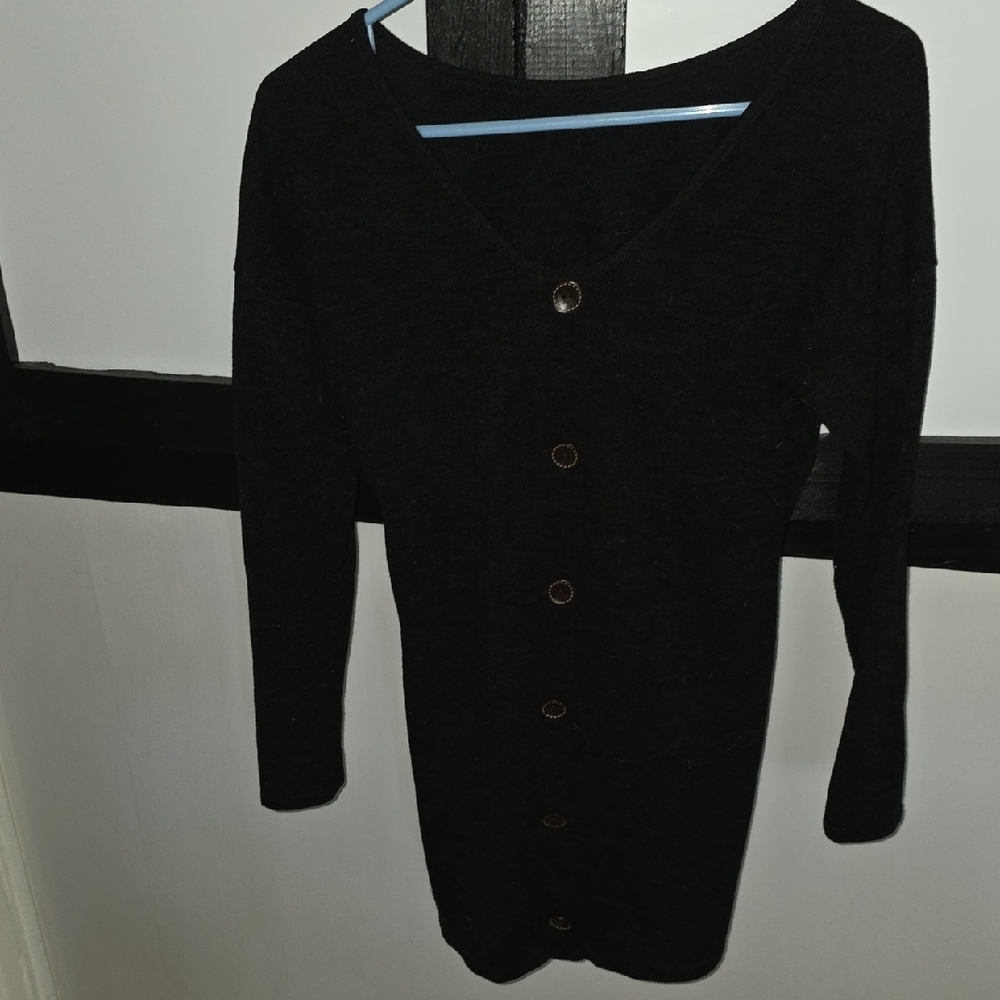 Black Button-Up Sweater Dress